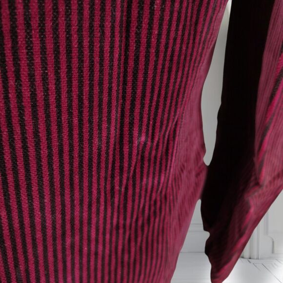 Vintage Perry Ellis Whimsigoth Striped Blazer Size 6 Puff Sleeve Maroon Velour - Picture 8 of 16
